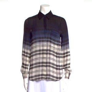 Haute Hippie 100% Silk plaid button-up top - xs